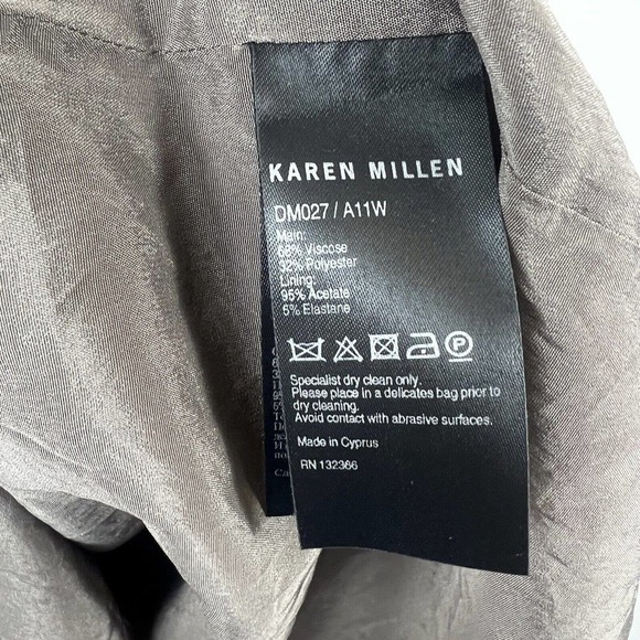 Karen Millen Taupe Gray Cap Sleeve Sheath Dress Size 10 EU 42 Tie Front - Picture 14 of 14